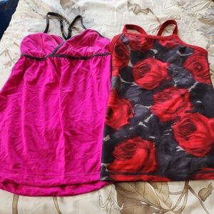 Lululemon Athletica Pink and Red Tank Tops